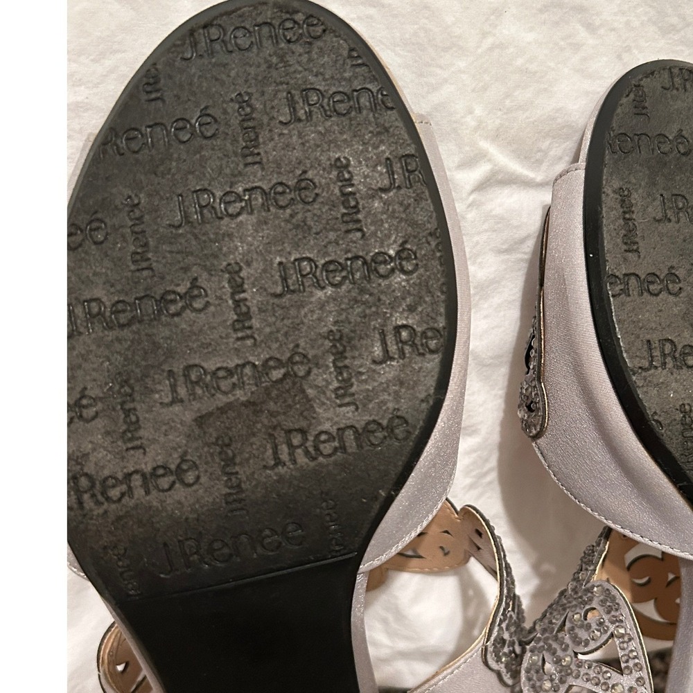 J. Renee Francie Silver Rhinestone Slide Sandal Women 8.5W - Picture 7 of 9